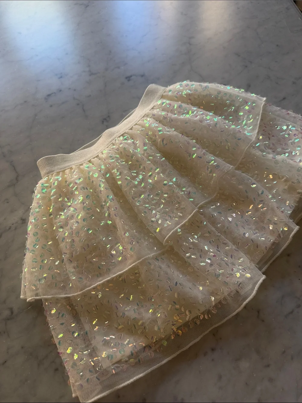 H&M Cream Iridescent Layered Tulle Skirt size 5t